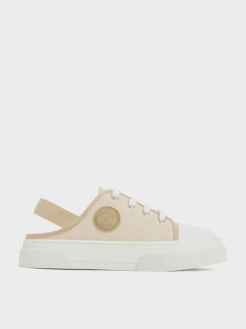 Girls' Two-Tone Slingback Sneakers, Taupe, hi-res