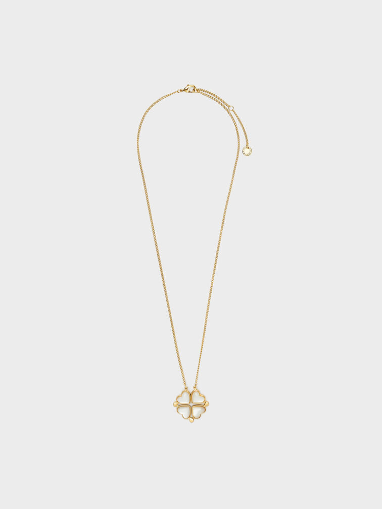 Annalise Clover Heart Necklace, Gold, hi-res