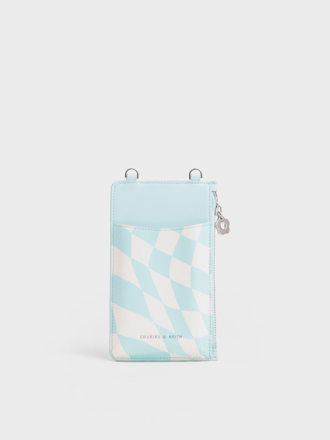 Minka Chain-Handle Checkered Card Holder, Light Blue, hi-res