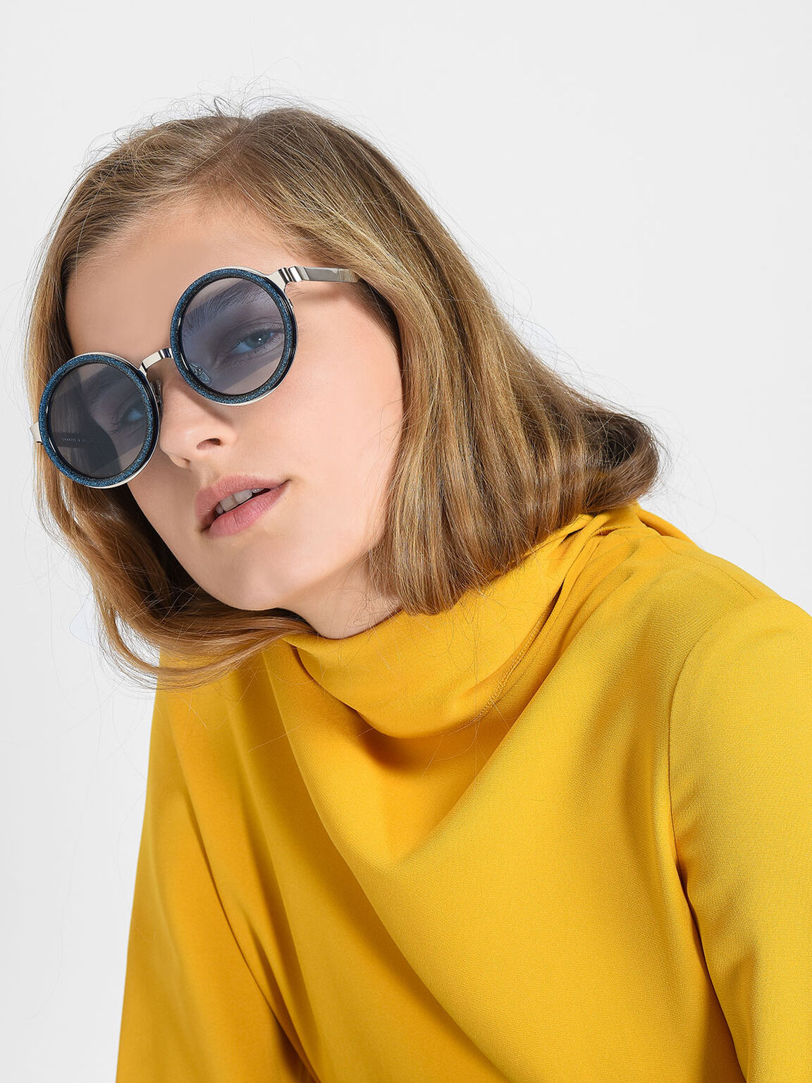 Round Frame Sunglasses, Blue, hi-res