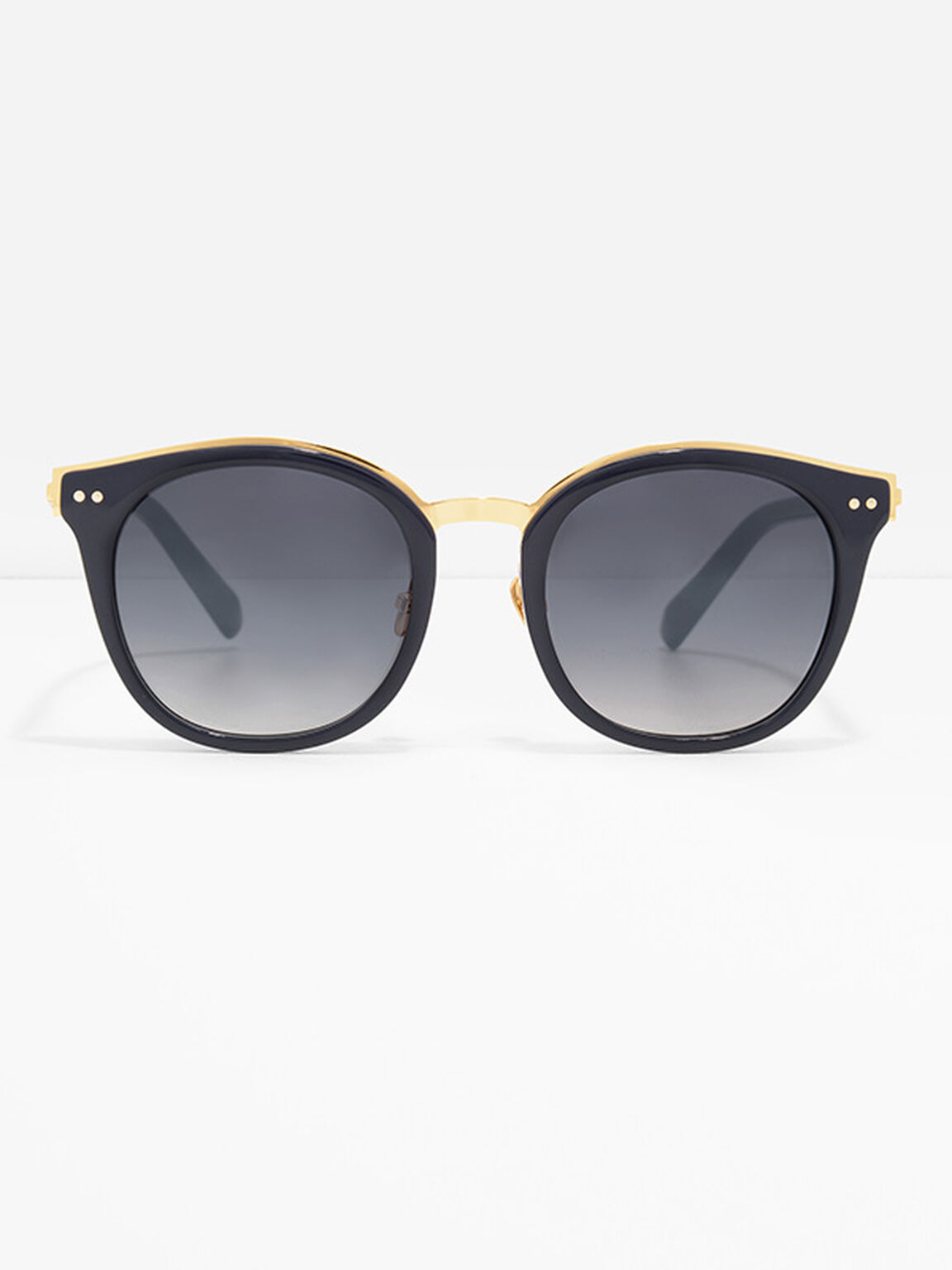 Round Wayfarer Sunglasses, Navy, hi-res