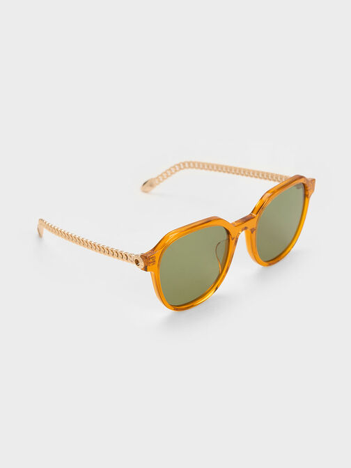 Recycled Acetate Chain-Link Sunglasses, Orange, hi-res