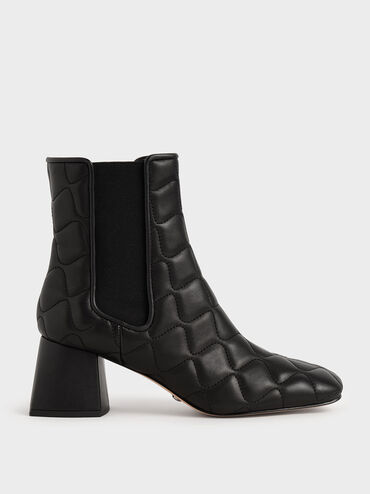 Quilted Leather Chelsea Boots, Black, hi-res