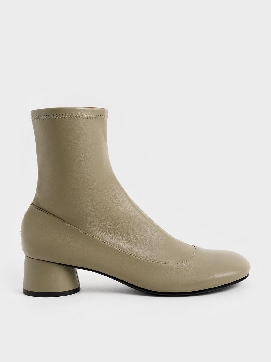 Stitch-Trim Ankle Boots, Olive, hi-res
