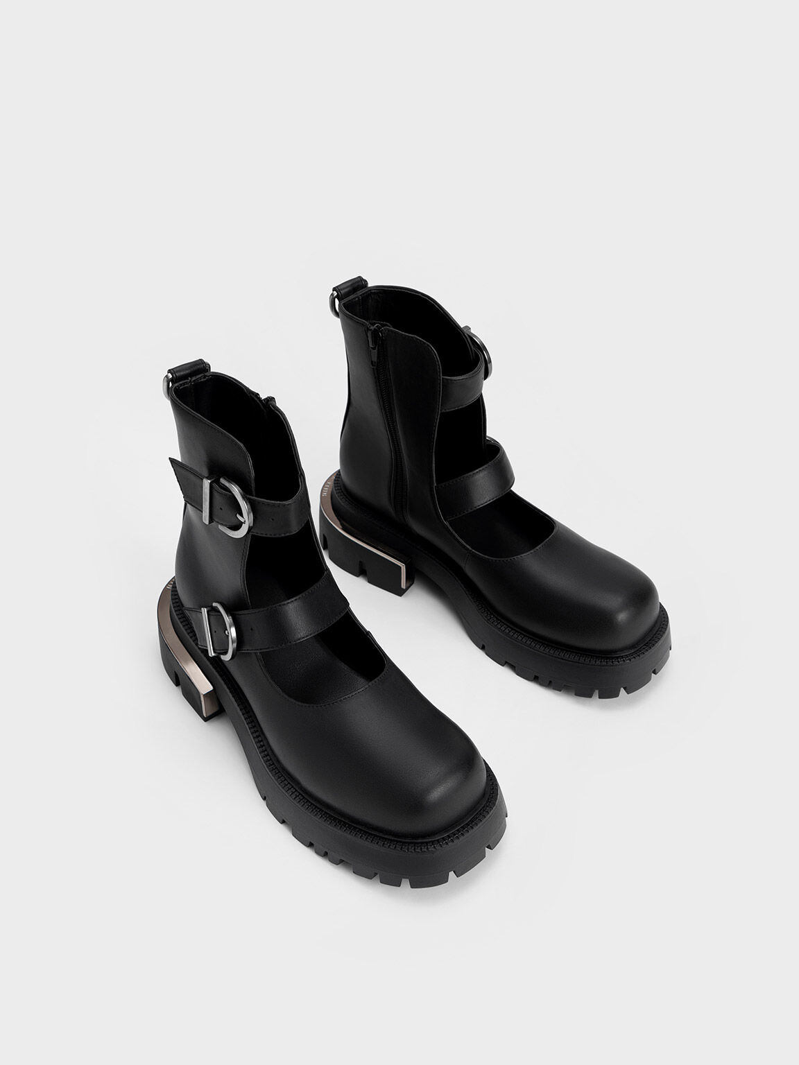 Selma Buckled Chunky Boots, Black, hi-res