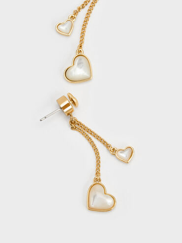 Boucles d'oreilles pendantes à double pierre en forme de cœur Annalise, Or, hi-res