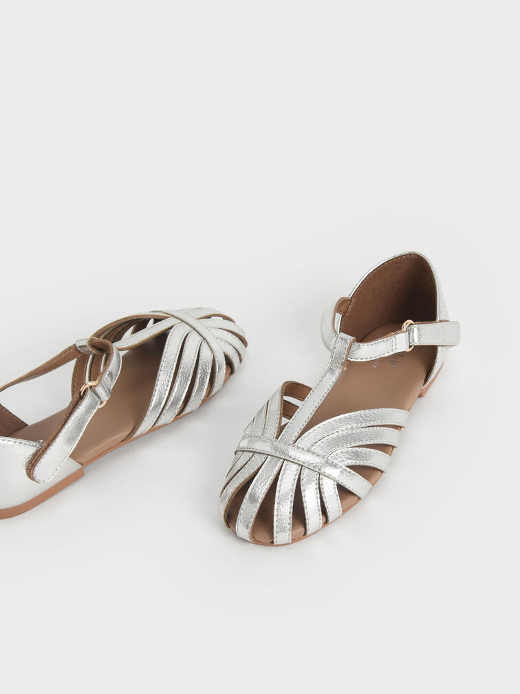 Girls' T-Bar Mary Janes, Silver, hi-res