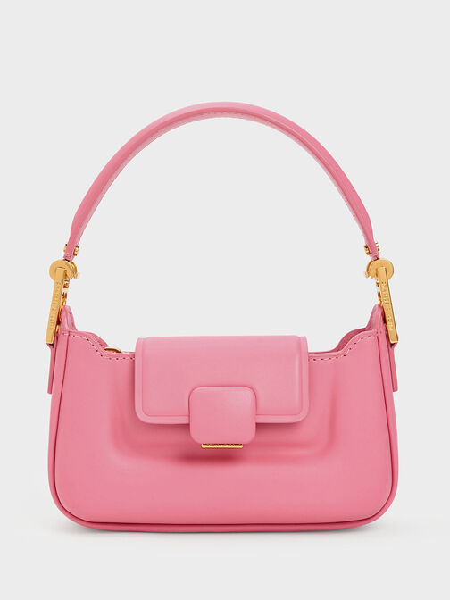 Koa Leather Push-Lock Top Handle Bag, Pink, hi-res