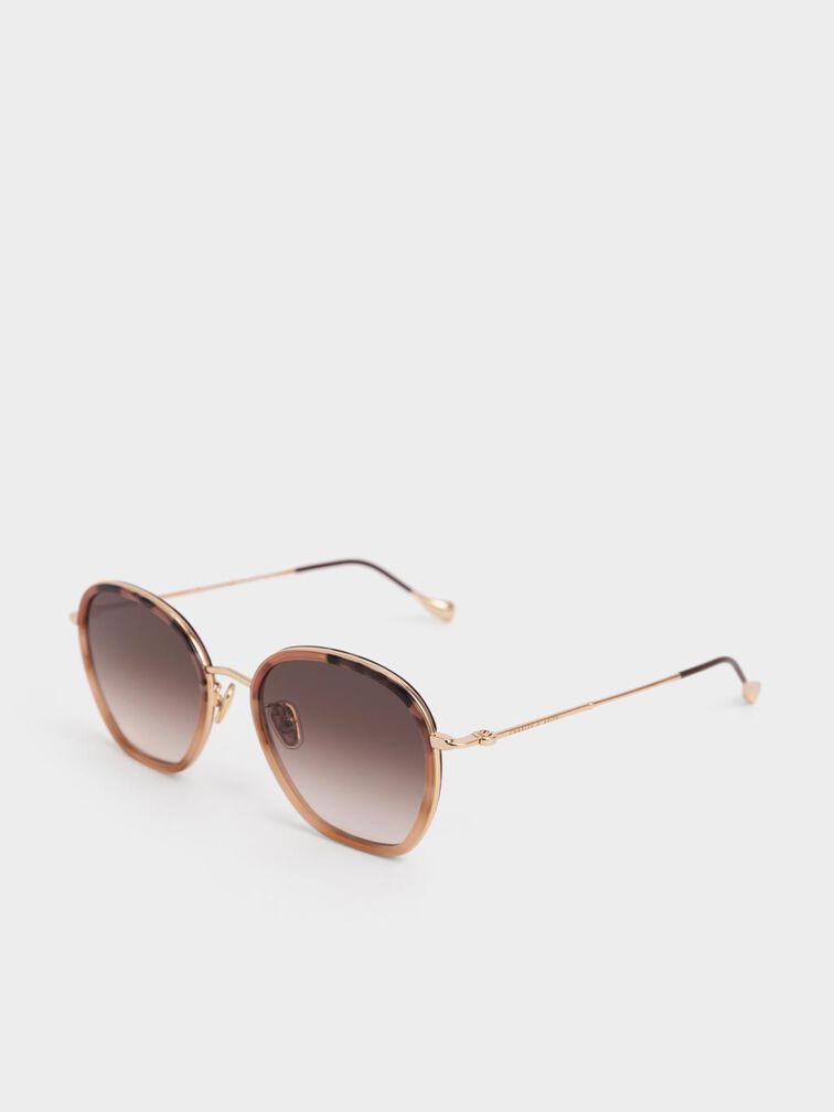Pink Recycled Acetate Wire-Frame Sunglasses - CHARLES & KEITH LU