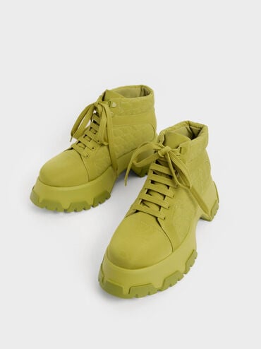 Recycled Polyester High-Top Sneakers, Lime, hi-res