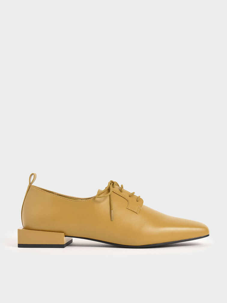 Square Toe Oxford Shoes, Mustard, hi-res