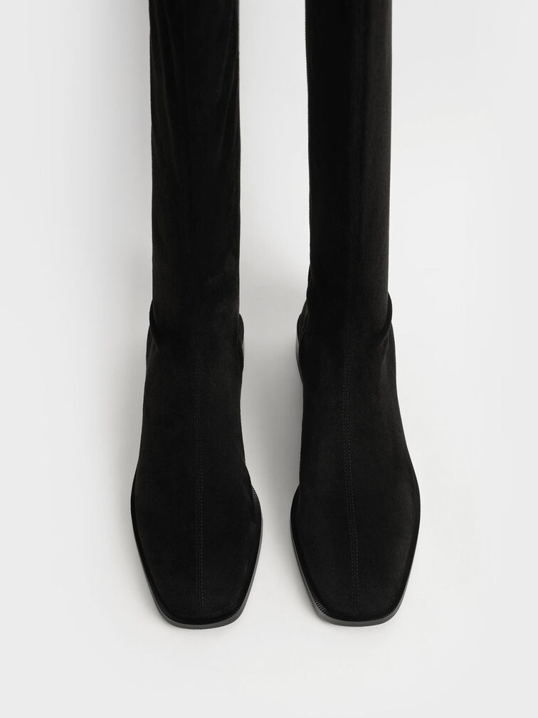 Bottes texturées à hauteur de genoux, Noir Texturé, hi-res