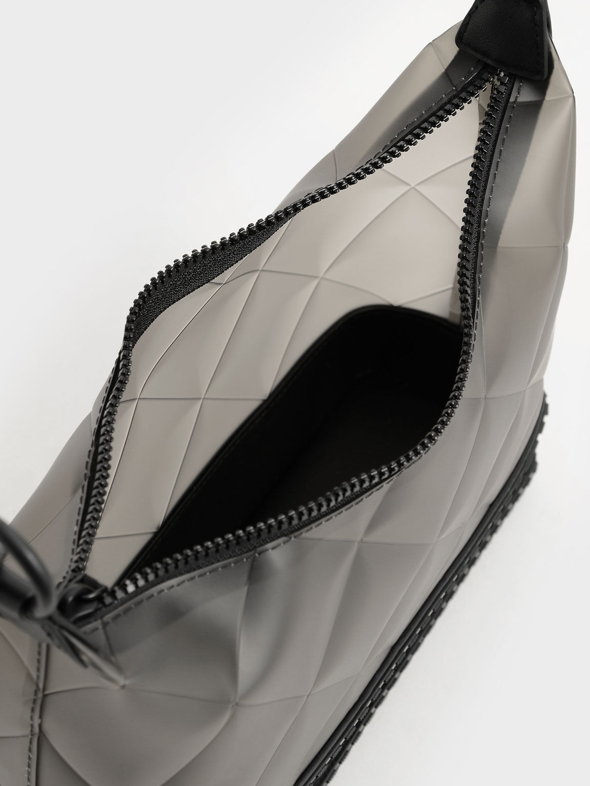 Graphic Handle Quilted Shoulder Bag, Black, hi-res
