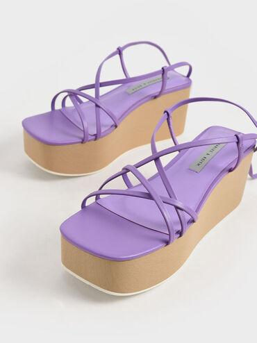 Cuñas de plataforma con correa de tobillo, Púrpura, hi-res
