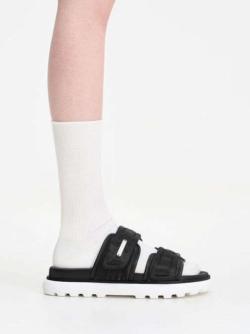 Sandales sportives en polyester recylé Clementine, Noir Texturé, hi-res
