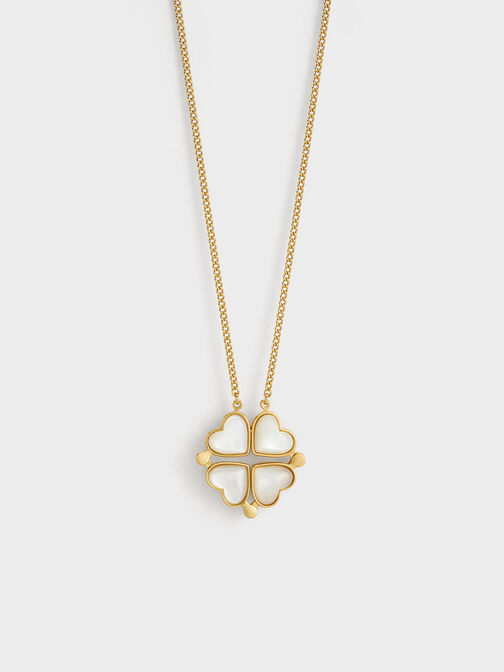 Annalise Clover Heart Necklace, Gold, hi-res