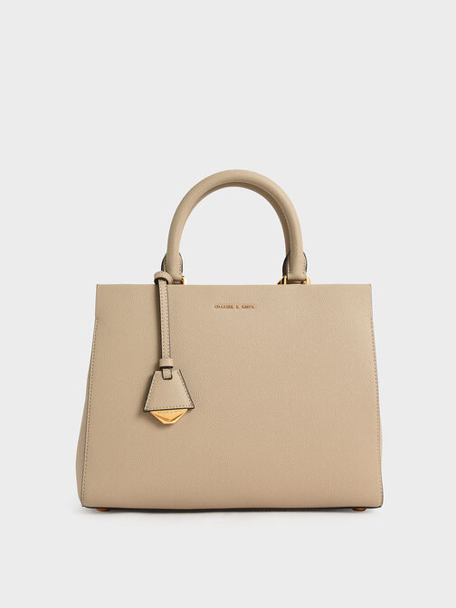 Mirabelle Structured Handbag, Sand, hi-res