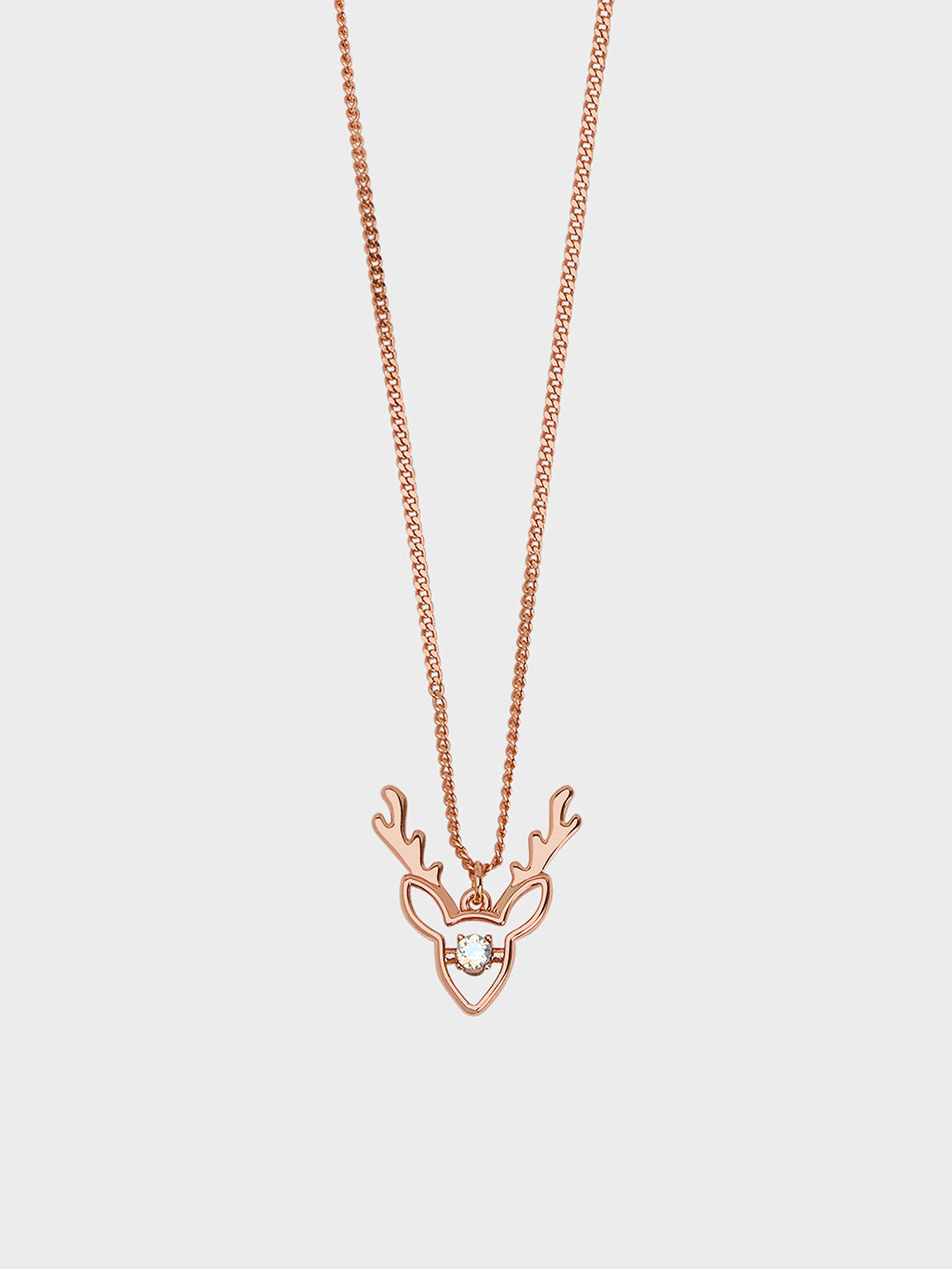 Deer Necklace, Rose Gold, hi-res