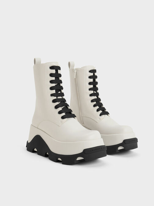 Triana Two-Tone Platform Ankle Boots, White, hi-res