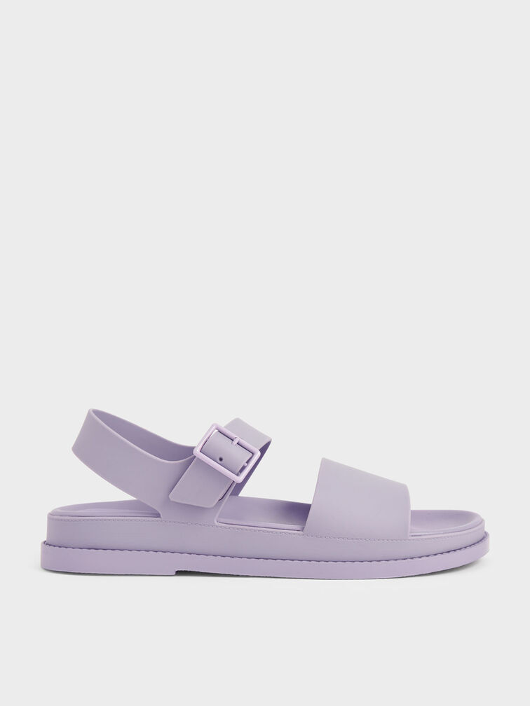Buckle Strap Flatform Sandals, Lilac, hi-res