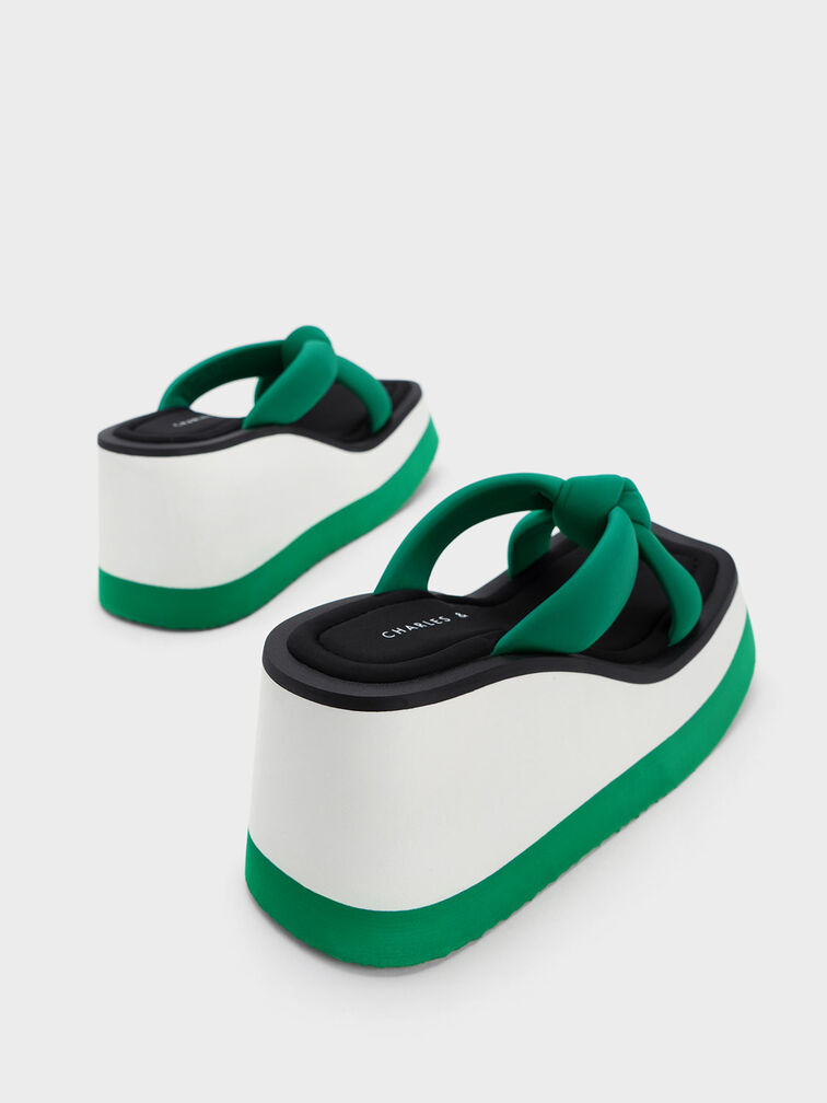 Zapatos de Cuña Tana con Tiras Anudadas Cruzadas, Verde, hi-res