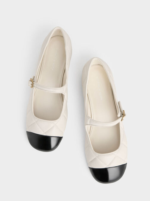 Chaussures Mary Jane matelassées, Blanc craie, hi-res