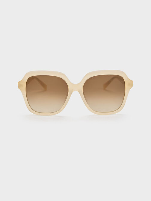 Recycled Acetate Wide-Square Sunglasses, Butter, hi-res