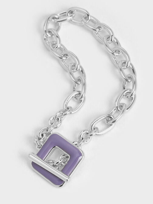 Bracelet carré à maillon de chaîne Ellowyn, Lilas, hi-res