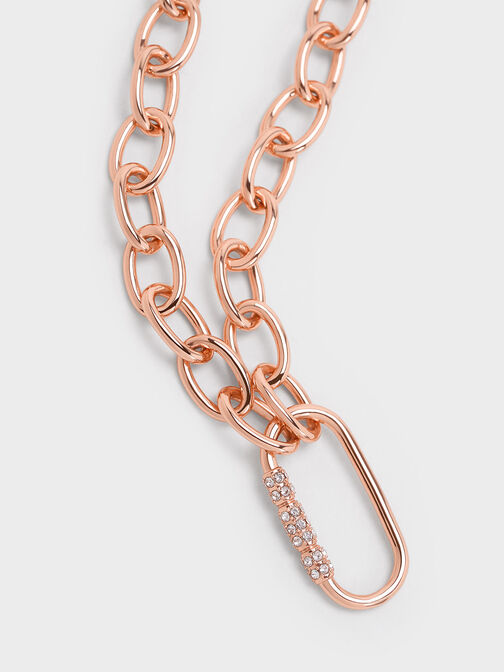 Reagan Crystal Chain-Link Necklace, Rose Gold, hi-res