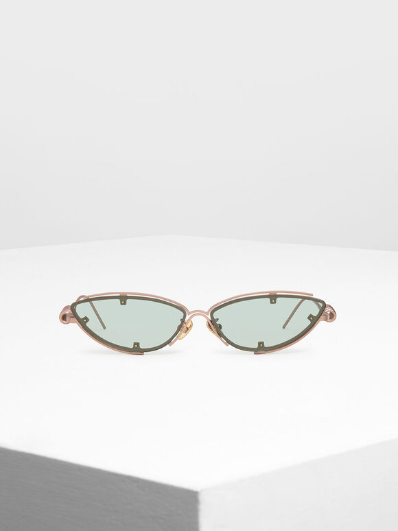 Double Frame Cat-Eye Sunglasses, Green, hi-res