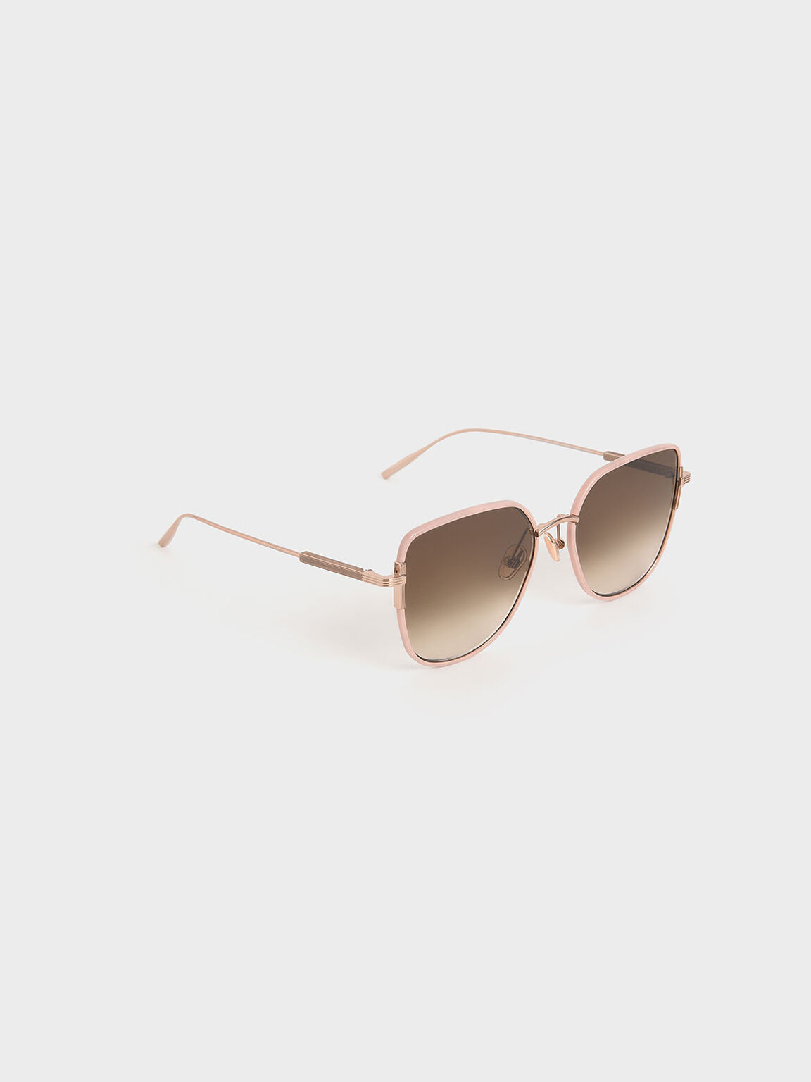 Panelled Temples Butterfly Sunglasses, Pink, hi-res