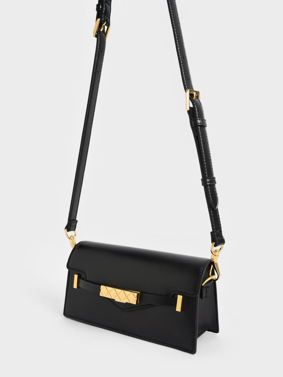 Mini Sabrina Envelope Shoulder Bag, Black, hi-res