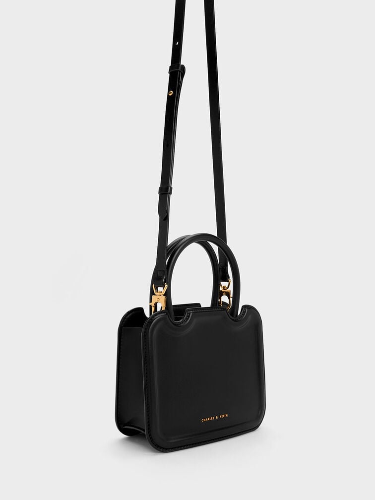 Perline Sculptural Top Handle Bag, Black, hi-res