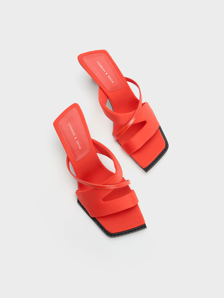 Sandalias de tacón escultural con tiras cruzadas, Rojo, hi-res