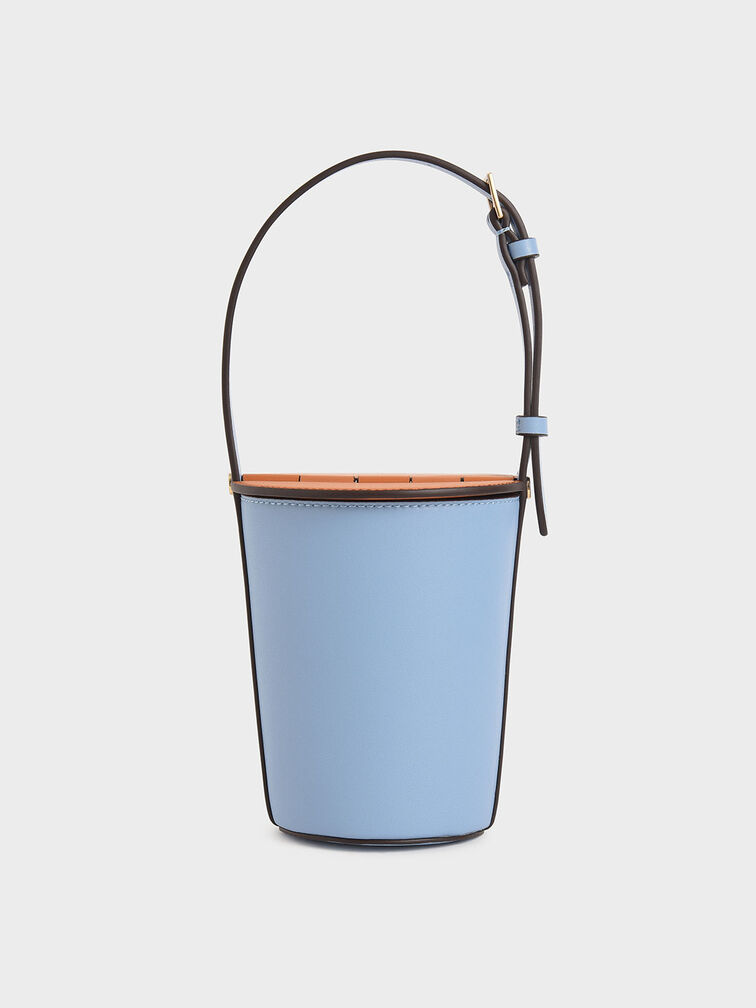Cylindrical Bucket Bag, Denim Blue, hi-res