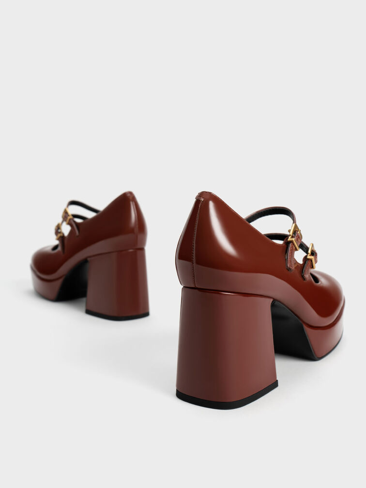 Zapatos de tacón Mary Janes, Coñac, hi-res