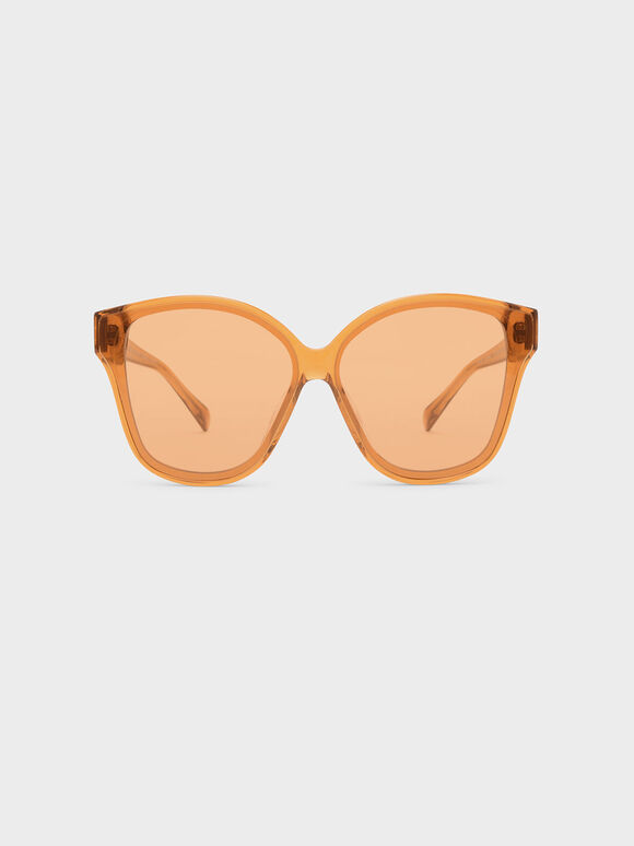 Acetate Frame Sunglasses, Orange, hi-res