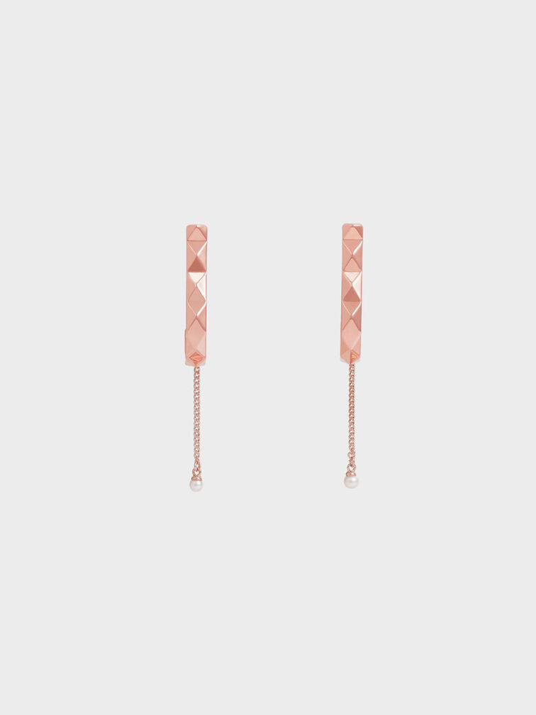 Pendientes colgantes de perlas geométricas, Oro rosa, hi-res