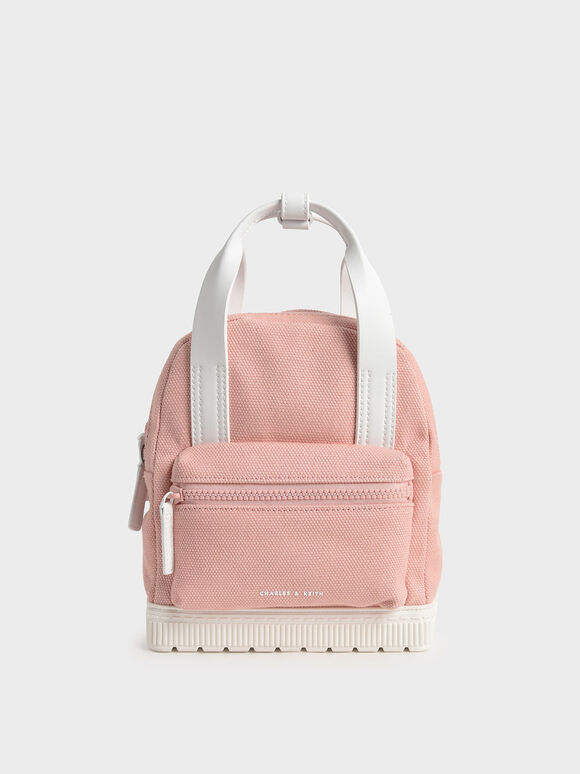 Girls' Double Top Handle Canvas Backpack, Blush, hi-res