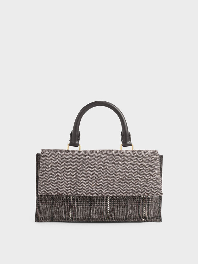 Tweed Rectangular Top Handle Bag, Multi, hi-res