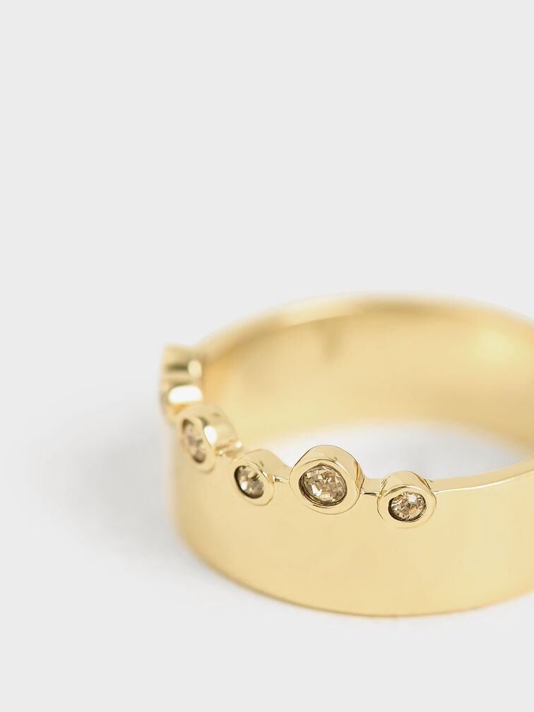 Swarovski® Crystal Studded Ring, Gold, hi-res