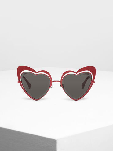Heart-Shaped Sunglasses, Red, hi-res