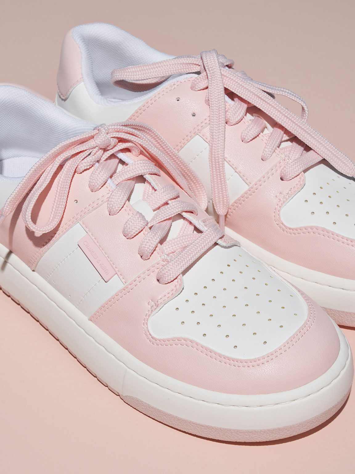 Two-Tone Low-Top Sneakers, Pink, hi-res