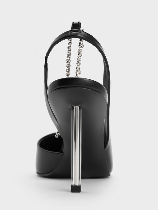 Crystal-Chain Ankle-Strap D'Orsay Pumps, Black, hi-res