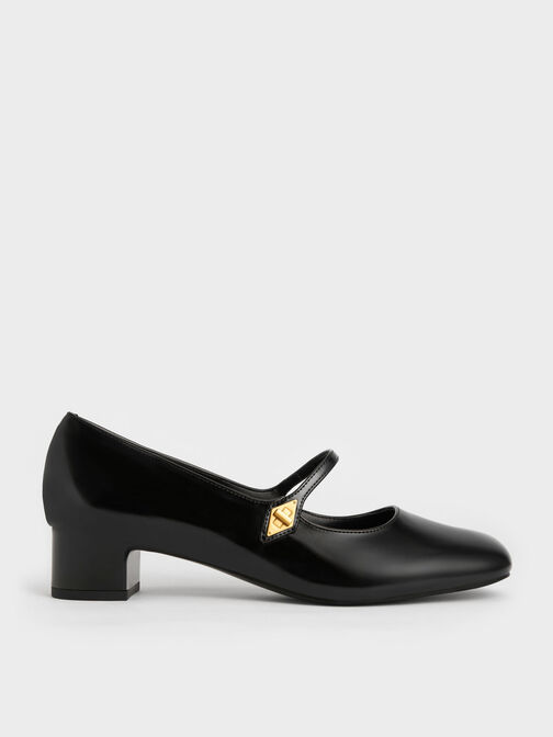 Zapatos Mary Jane con detalles metálicos, Negro, hi-res