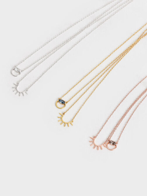 Swarovski® Crystal Pendant Princess Necklace, Rose Gold, hi-res