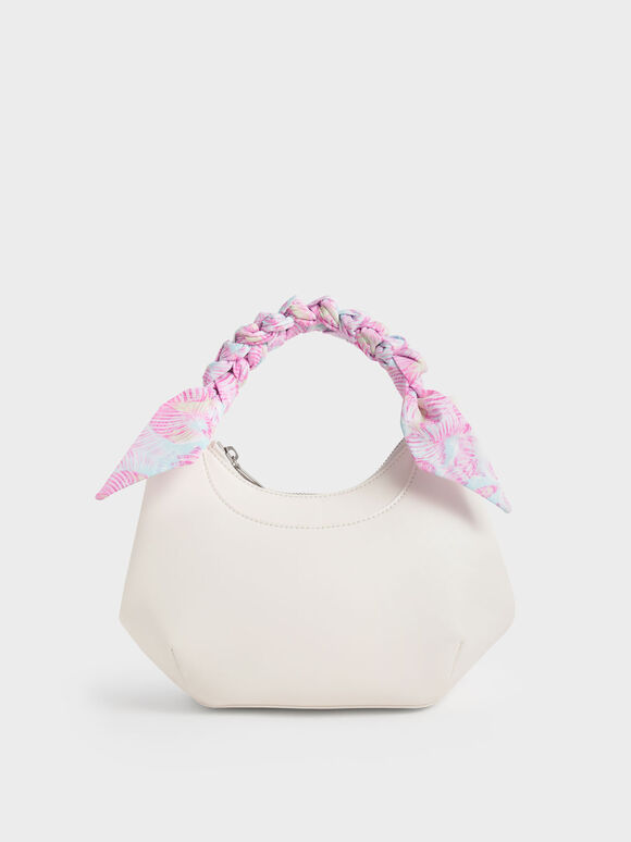 Ulani Scarf-Wrapped Geometric Bag, White, hi-res