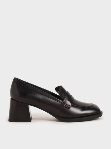 Penny Loafer Court Shoes, Burgundy, hi-res