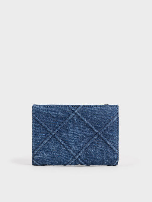 Eleni Denim Quilted Wallet, Denim Blue, hi-res