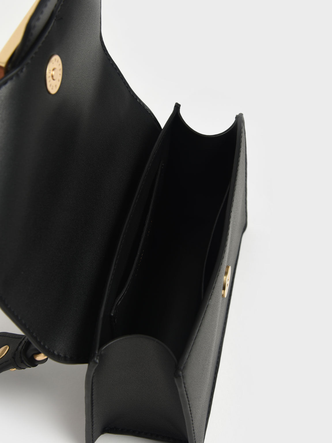 Metallic Buckle Crossbody Bag - Black